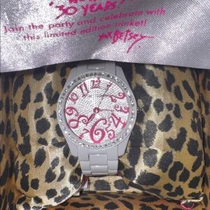 Betsey Johnson Silver Watch with Pink Details